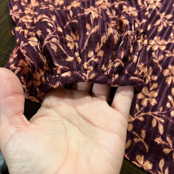 Ulla Johnson Enid Purple One Shoulder Blouse with Bow Cottagecore Prairie Silk - Picture 8 of 11